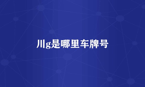 川g是哪里车牌号
