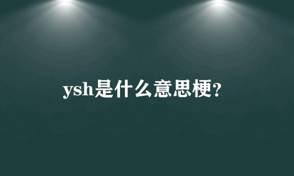 ysh是什么意思梗？