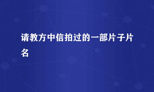 请教方中信拍过的一部片子片名