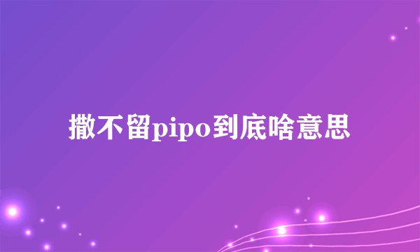 撒不留pipo到底啥意思