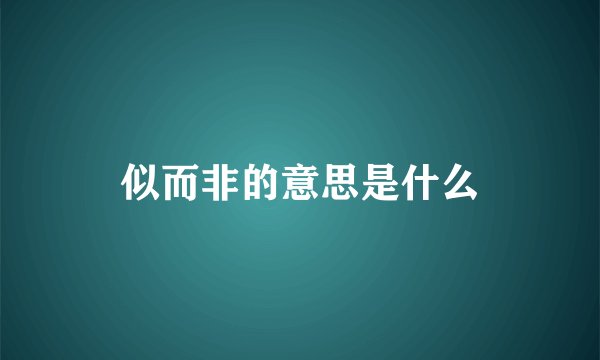 似而非的意思是什么