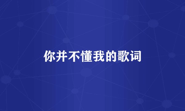你并不懂我的歌词