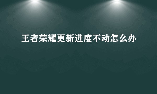 王者荣耀更新进度不动怎么办