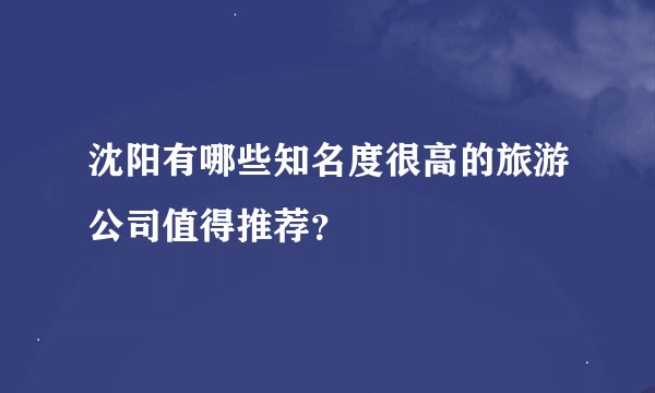 沈阳有哪些知名度很高的旅游公司值得推荐？