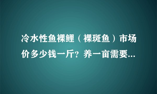 冷水性鱼裸鲤（裸斑鱼）市场价多少钱一斤？养一亩需要多少成本？能赚多少钱？