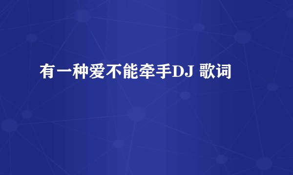 有一种爱不能牵手DJ 歌词