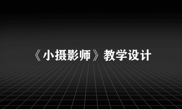《小摄影师》教学设计