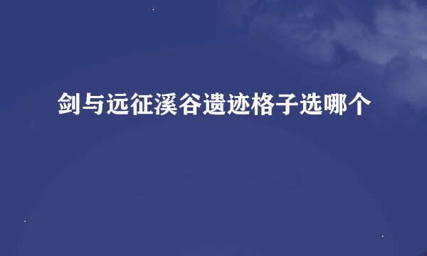 剑与远征溪谷遗迹格子选哪个
