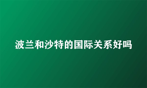 波兰和沙特的国际关系好吗