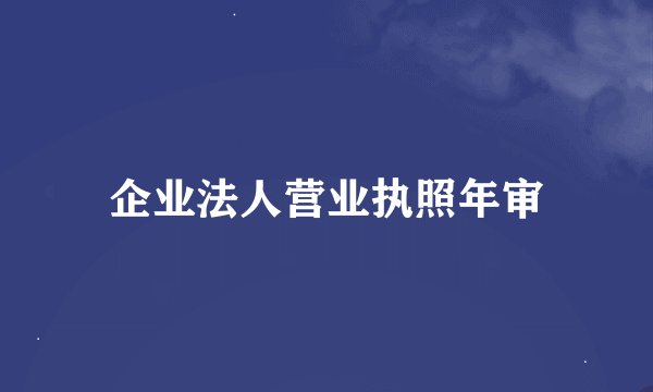 企业法人营业执照年审