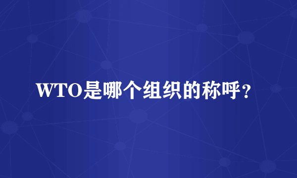 WTO是哪个组织的称呼？