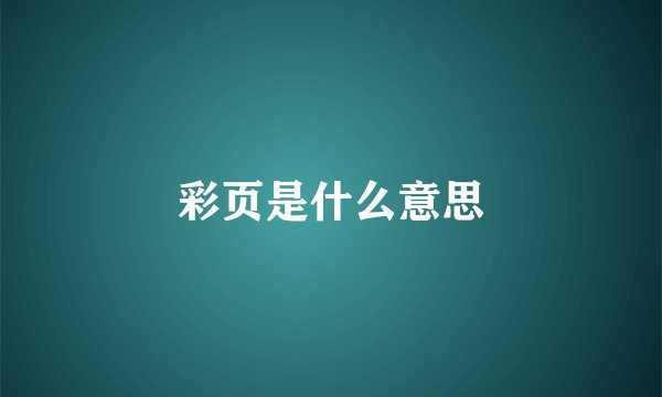 彩页是什么意思