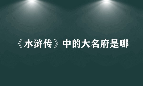 《水浒传》中的大名府是哪
