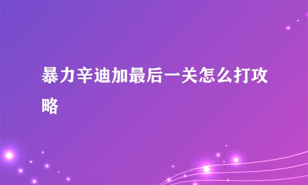 暴力辛迪加最后一关怎么打攻略