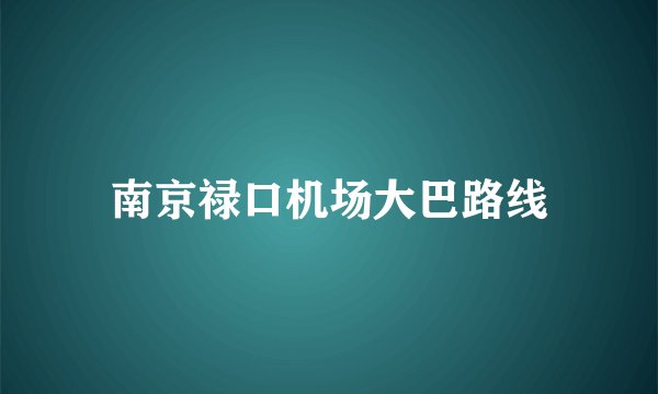南京禄口机场大巴路线