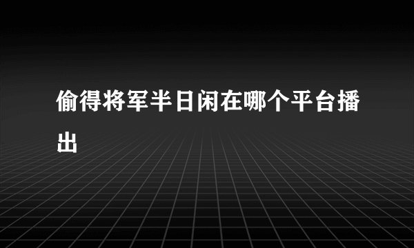 偷得将军半日闲在哪个平台播出