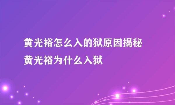 黄光裕怎么入的狱原因揭秘 黄光裕为什么入狱
