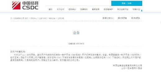 中国证券登记结算有限公司的系统崩溃