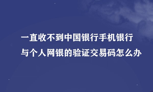 一直收不到中国银行手机银行与个人网银的验证交易码怎么办
