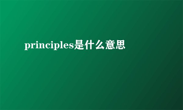 principles是什么意思