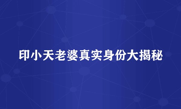 印小天老婆真实身份大揭秘