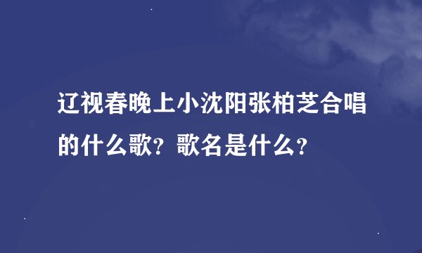 辽视春晚上小沈阳张柏芝合唱的什么歌？歌名是什么？