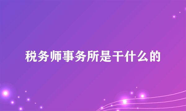 税务师事务所是干什么的