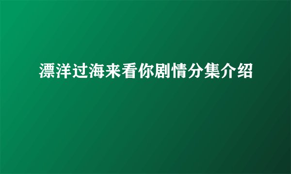 漂洋过海来看你剧情分集介绍