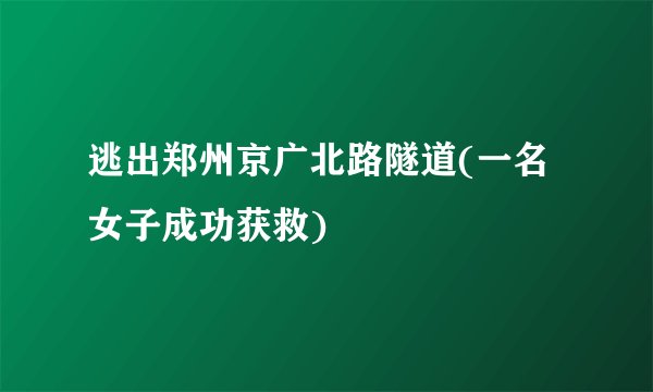 逃出郑州京广北路隧道(一名女子成功获救)