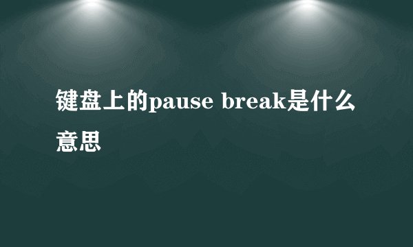 键盘上的pause break是什么意思