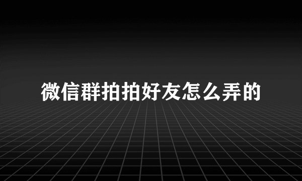 微信群拍拍好友怎么弄的