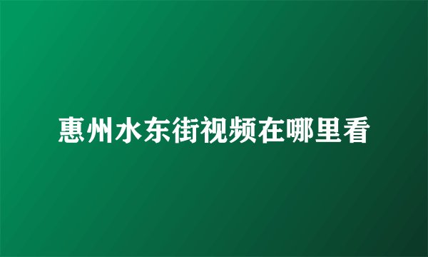 惠州水东街视频在哪里看