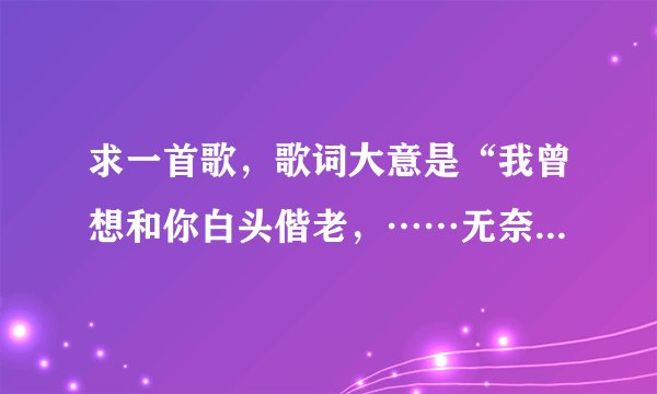 求一首歌，歌词大意是“我曾想和你白头偕老，……无奈 你从未爱过我，