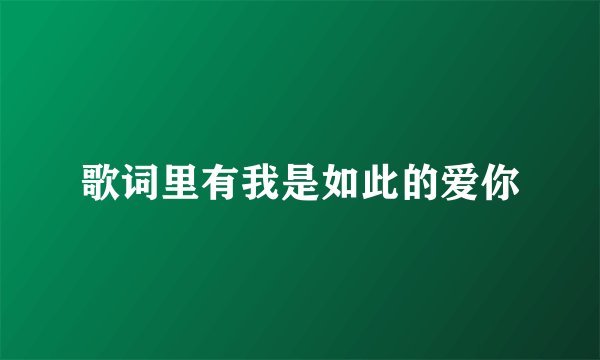 歌词里有我是如此的爱你