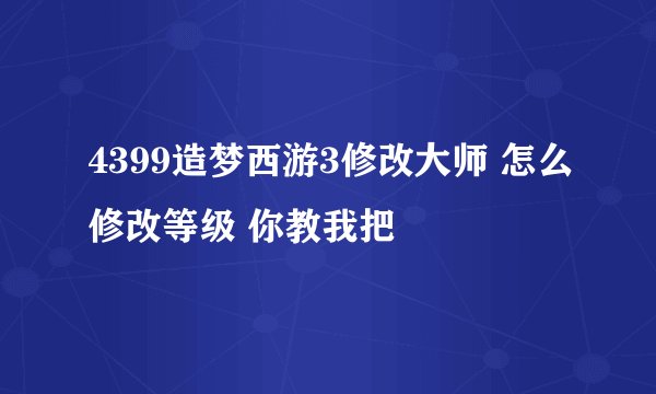 4399造梦西游3修改大师 怎么修改等级 你教我把