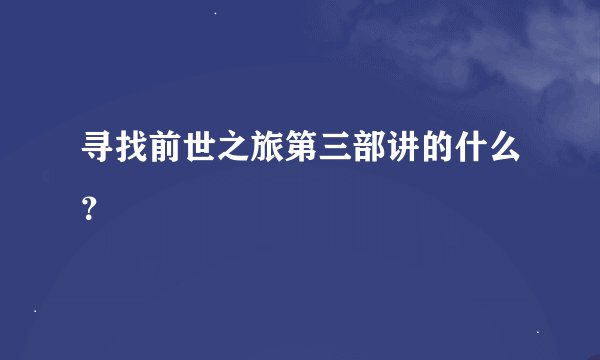 寻找前世之旅第三部讲的什么？