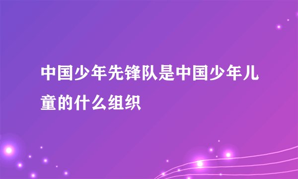 中国少年先锋队是中国少年儿童的什么组织