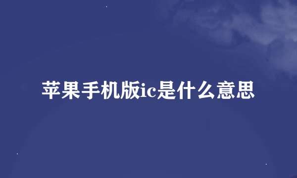 苹果手机版ic是什么意思