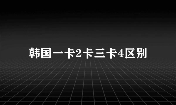 韩国一卡2卡三卡4区别