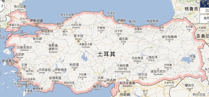 土耳其的各个城市及位置？