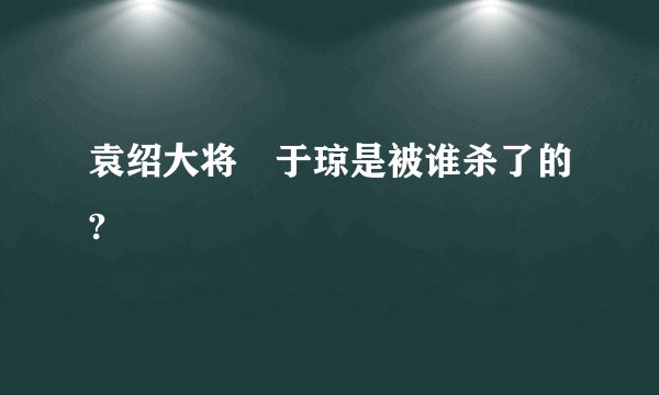 袁绍大将涥于琼是被谁杀了的?