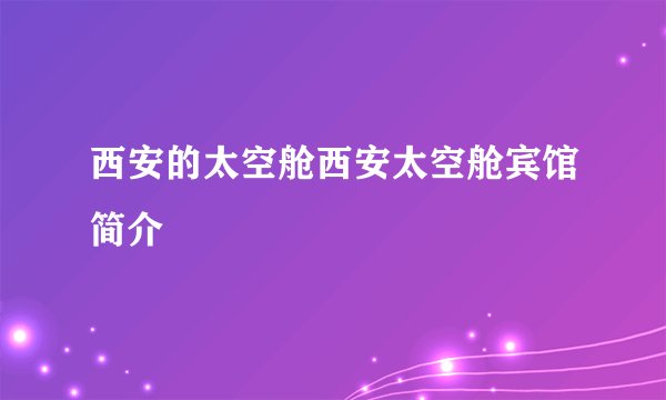 西安的太空舱西安太空舱宾馆简介