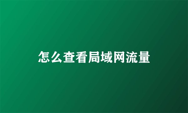 怎么查看局域网流量