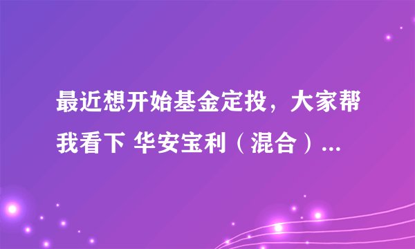 最近想开始基金定投，大家帮我看下 华安宝利（混合）华商盛世（股票）易方达深证100ETF（指数） 怎么样？