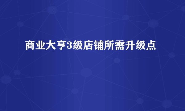 商业大亨3级店铺所需升级点