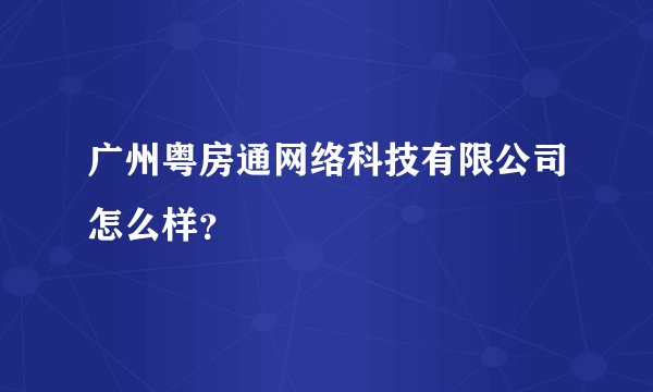 广州粤房通网络科技有限公司怎么样？