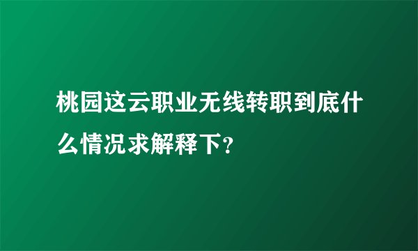 桃园这云职业无线转职到底什么情况求解释下？