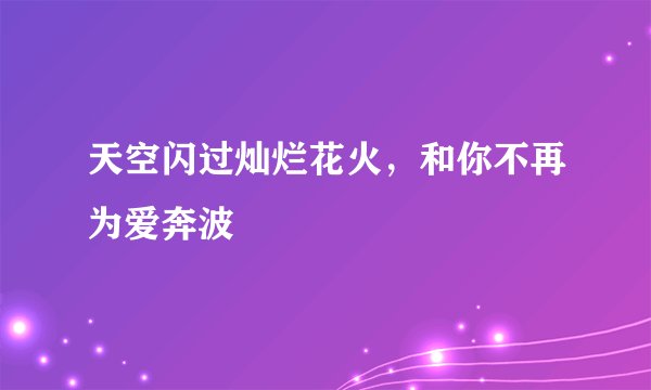 天空闪过灿烂花火，和你不再为爱奔波