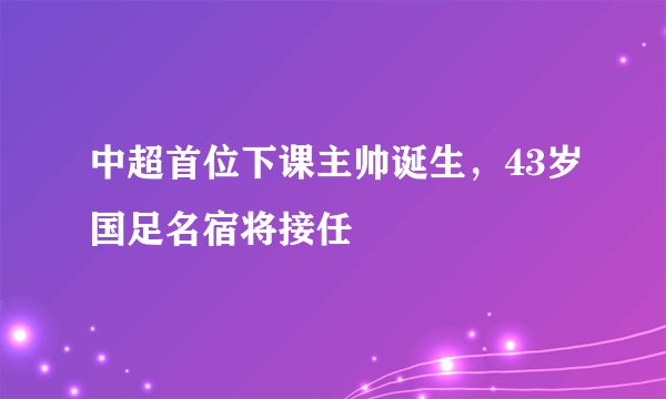 中超首位下课主帅诞生，43岁国足名宿将接任
