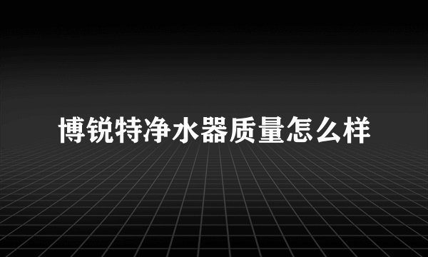 博锐特净水器质量怎么样